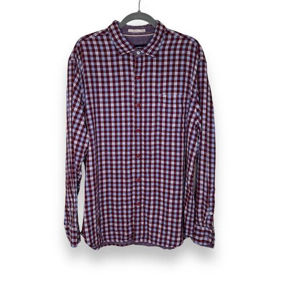Tommy Bahama Copatana Plaid Button Front Maroon Blue Wt Contrast Fabric Men XL - Picture 1 of 10